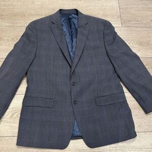 Michael Kors Blazer Men's 44L Blue Plaid Sport Coat Two Button Wool Blend